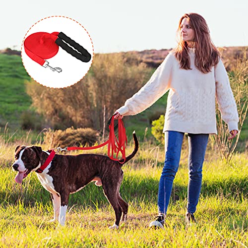 Correa Perro Adiestramiento, Cuerda de Correa de 10M de Larga, Duradera de Correa Perro Anti Tirones con Asa Acolchada Cómoda, Hebilla Resistente, Cuerda para Todos los Perros con Manos Libres(Rojo)