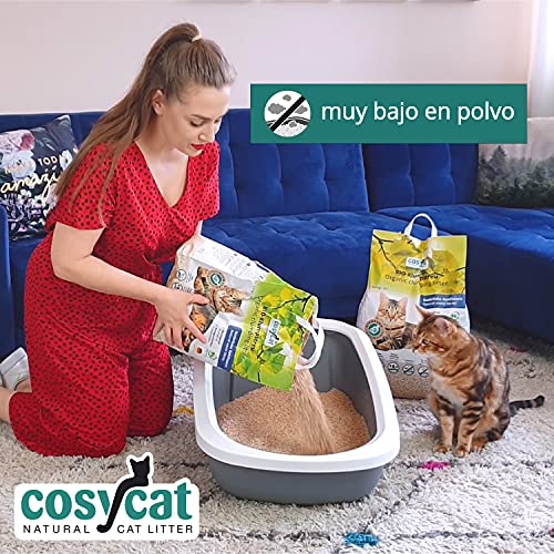 COSYCAT Arena orgánica grumosa para Gatos de Madera, Grueso [Edición Limitada] - 40 l - Desechable en el Inodoro - Arena aglomerante a Base de Plantas - Arena de Madera