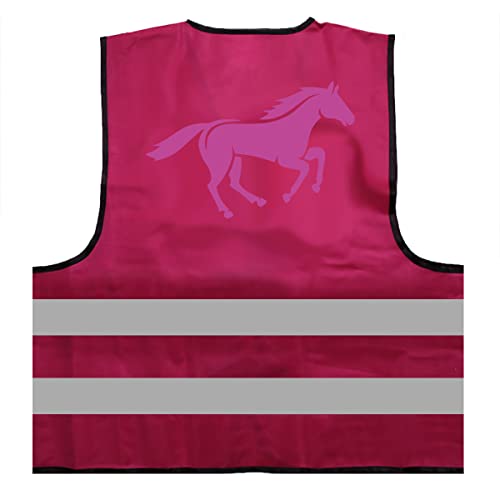 Cre9tive Chaleco reflectante de caballo y jinete con impresión reflectante, ID: 814, magenta, L-XL