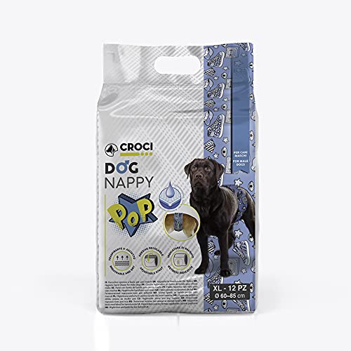 Croci Dog Nappy - Faja Absorbente para Perros Macho Pop XL Ø 60 – 85 cm, 12 Unidades – 480 g