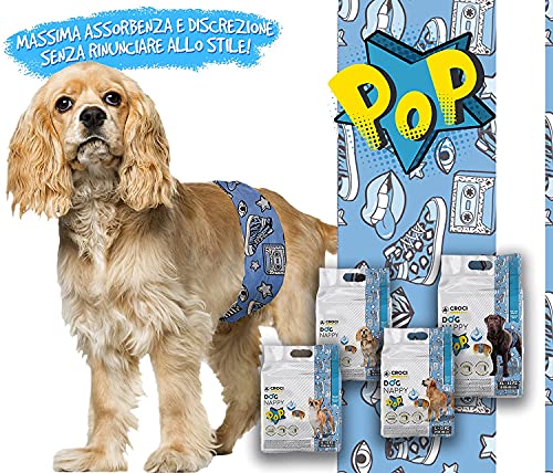 Croci Dog Nappy - Faja Absorbente para Perros Macho Pop XL Ø 60 – 85 cm, 12 Unidades – 480 g