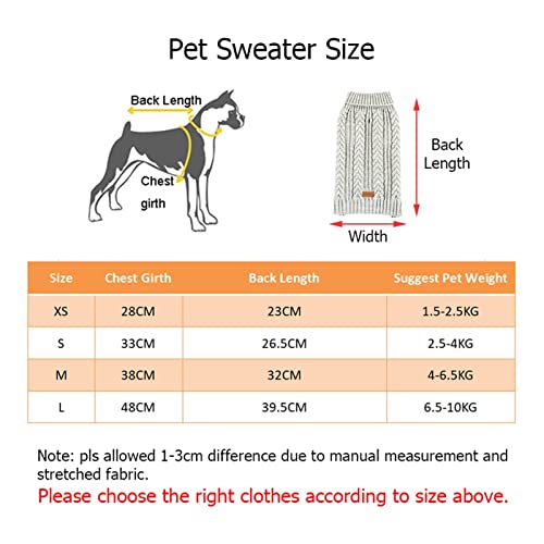 CRTXBCG Ropa de Perro pequeño Cable de Punto Dog Sweater Dachshund Cat Pull Chien Teckel Ropa Invierno Chihuahua Dachshund Pequeños Perros Grandes Calientes Hogar (Color : Rood, Size : L)