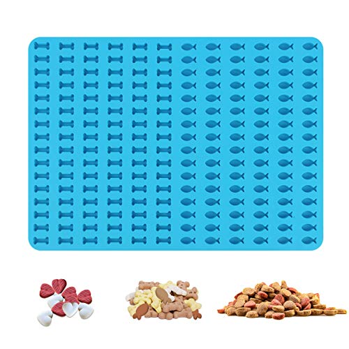 CS COSDDI Alfombrilla de silicona para hornear galletas para perros, 1,5 cm de hueso y pescado, molde para 192 galletas para perros y golosinas para perros, base para hornear bombones