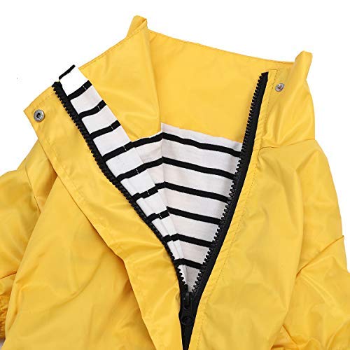 Ctomche Impermeable para perros, impermeable para perros, ligera chaqueta plegable con rayas reflectantes para seguridad de alta visibilidad, medianos y grandes, amarillo-XXL