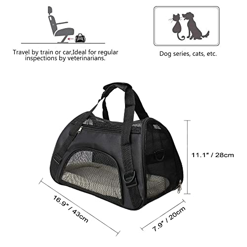 CUBY Transportín Gato Perro, bolsa de transporte para mascotas portátil y transpirable, bolsa de transporte para gatos plegable con bandolera ajustable, aprobada por aerolíneas