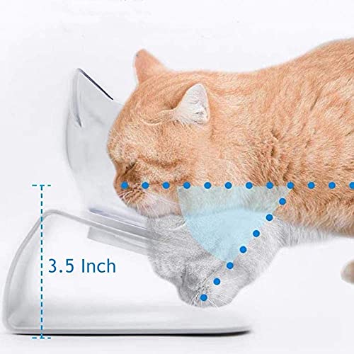 Cuenco Para Gatos Inclinado a 15 ° Con Soporte Cuencos Elevados Para Gatos Anti Vómitos Para Gatitos Comedero Para Gatos Dobles Plástico Transparente