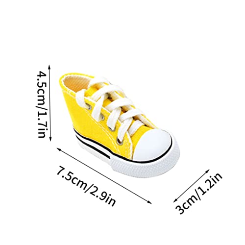 CurCKuad Pájaro Zapato Juguete Mini Loro Lona Zapatillas de Deporte pájaro Colgando Masticar Juguete Jaula decoración para periquitos Cockatiels pinzones Budgie Amarillo pájaro Mini Zapatos