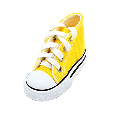 CurCKuad Pájaro Zapato Juguete Mini Loro Lona Zapatillas de Deporte pájaro Colgando Masticar Juguete Jaula decoración para periquitos Cockatiels pinzones Budgie Amarillo pájaro Mini Zapatos