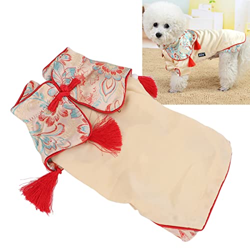 CUTULAMO Disfraz de Perro Tang, Disfraz de Tradición Estilo Chino, Ropa de Perro de Estilo Chino, Vestido de Satén Cheongsam para Perros para Gatos(L)