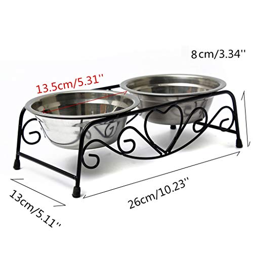 Cxp Boutiques Fuerte Cuencos Dobles de Acero Inoxidable para Mascotas Riego Perros Gatos Mascotas Alimentador de Metal Soporte Alto Rack de Platos Perro Gato Mascotas Comida y Agua Tazones Limpiar