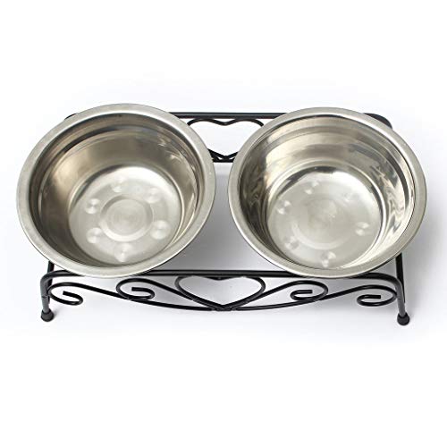 Cxp Boutiques Fuerte Cuencos Dobles de Acero Inoxidable para Mascotas Riego Perros Gatos Mascotas Alimentador de Metal Soporte Alto Rack de Platos Perro Gato Mascotas Comida y Agua Tazones Limpiar