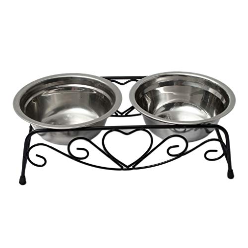 Cxp Boutiques Fuerte Cuencos Dobles de Acero Inoxidable para Mascotas Riego Perros Gatos Mascotas Alimentador de Metal Soporte Alto Rack de Platos Perro Gato Mascotas Comida y Agua Tazones Limpiar