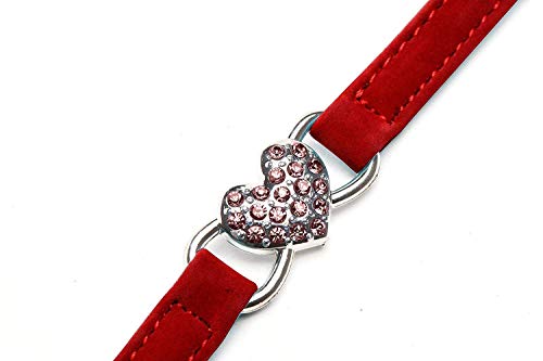 DAIXI Collares para Gatos con la Campana y del Cristal del corazón Suministros Linda del Animal doméstico Rojo