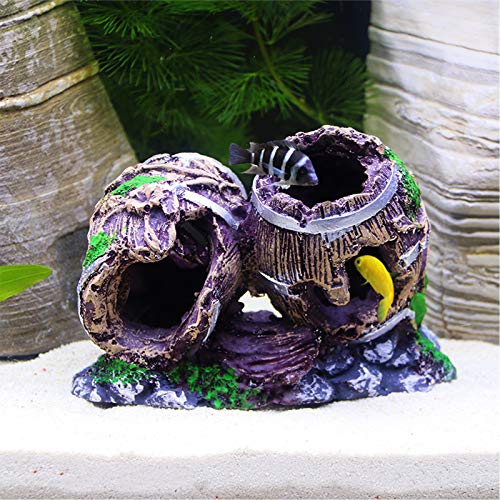 DASIMA Acuario Resina Roto Resina Pecera Ocultar Peces Acuario Decoración Acuario Resina Barril Resina Artificial Refugio del Acuario Barril Accesorios Acuarios Ocultación Acuario Ornamento Barril