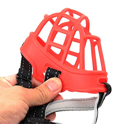 DC CLOUD Bozal para Perros Grandes Protección con Cebo Venenoso Canasta De Silicona para Perros Bozales para Perros Transpirables Y Ajustables para La Mayoría De Los Perros Red,Size-3