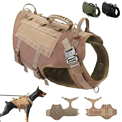 Ddcjc Duradero Nylon Perro Arnés Táctico Militar Trabajando Perro Chaleco No Tracción Entrenamiento Mascota Arneses Chaleco Comfortable (Color, Size : 55 to 80 cm)