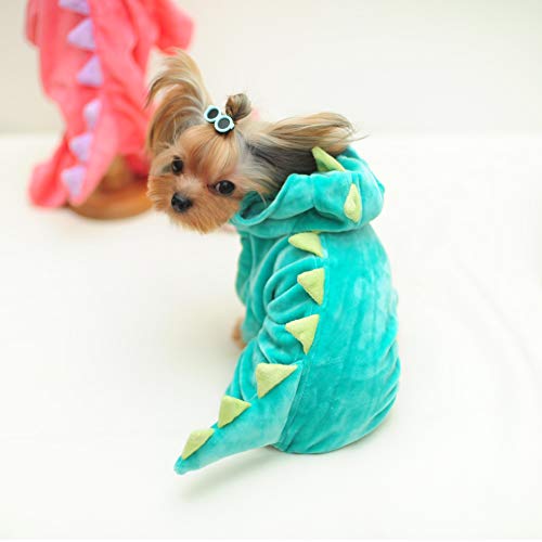 DELIFUR Dinosaur Dog Disfraz de Halloween Pet Dino Hoodie para Perros Peque?os y medianos