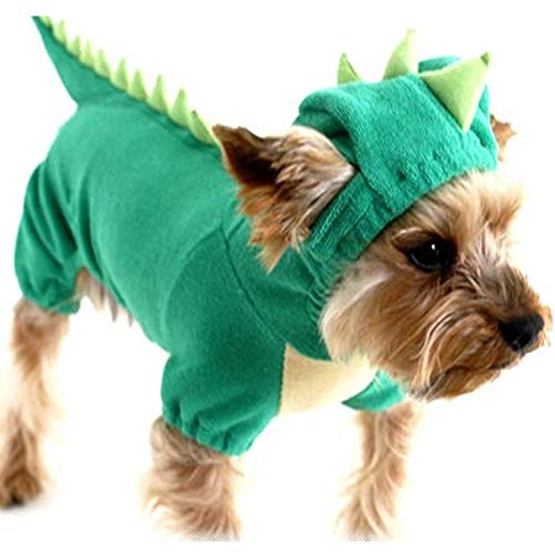 DELIFUR Dinosaur Dog Disfraz de Halloween Pet Dino Hoodie para Perros Peque?os y medianos