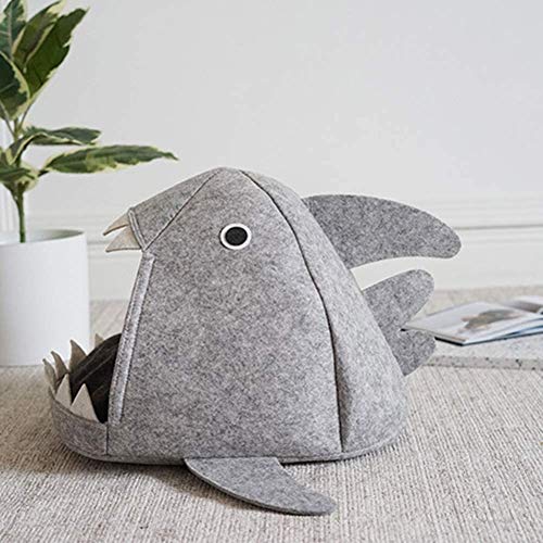 Demarkt Cama para gatos, tiburón, nest, cama para perros, extraíble, suave, gris, tiburón, nido para mascotas, 55 x 65 x 33 cm, 1 pieza