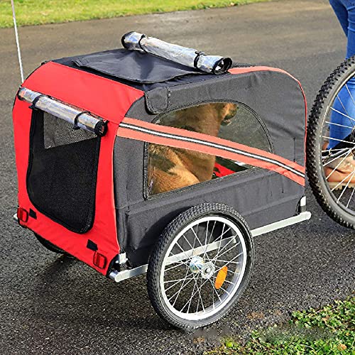 DFFng Carro de Carga para Remolque de Bicicleta para Perros y Mascotas con 3 entradas Ruedas Grandes para Todoterreno y Pantalla de Malla