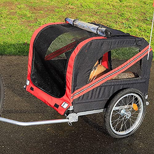 DFFng Carro de Carga para Remolque de Bicicleta para Perros y Mascotas con 3 entradas Ruedas Grandes para Todoterreno y Pantalla de Malla