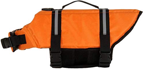 DHGTEP Traje Baño Seguridad para Perros Chalecos Salvavidas para la Piscina Playa Navegación, Chaleco de Flotación con Asa de Rescate Rayas Reflectantes (Color : Orange, Size : XL)