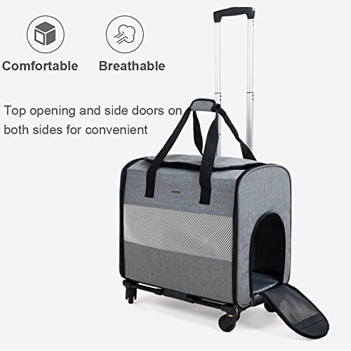 DHYBDZ Mochila transportadora para Perros con Ruedas, Bolsa de Viaje Plegable para Mascotas con Altura Ajustable, Maleta con Ruedas multifunción para Animales pequeños y medianos,B