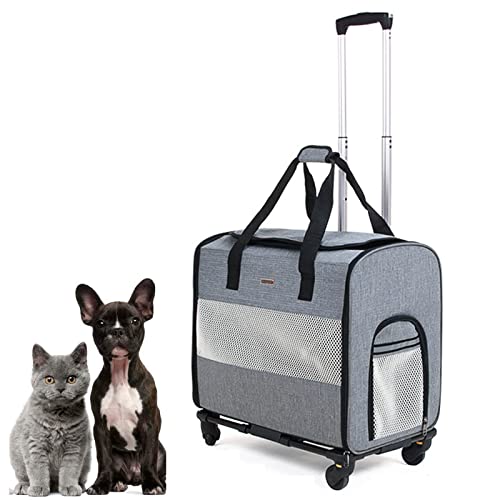 DHYBDZ Mochila transportadora para Perros con Ruedas, Bolsa de Viaje Plegable para Mascotas con Altura Ajustable, Maleta con Ruedas multifunción para Animales pequeños y medianos,B