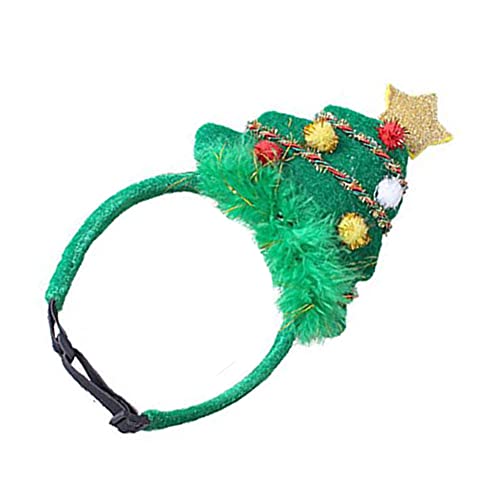 Diadema de Navidad para Mascotas, Tocado de árbol de Navidad para Mascotas, Tocado de Gorro de Papá Noel Verde Ajustable para Perros, Accesorios Lindos para la Cabeza para Perros, L