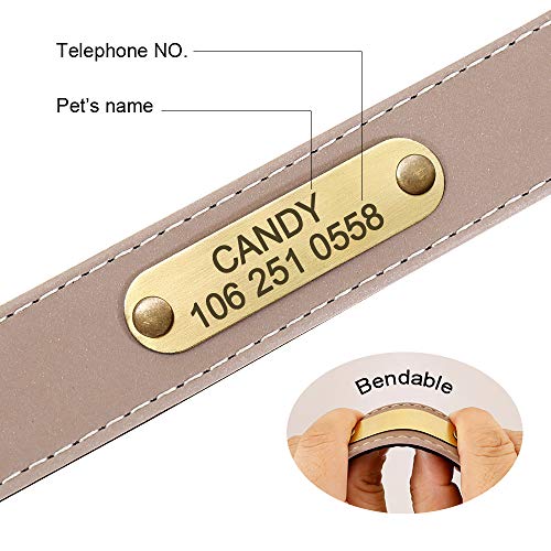 Didog Collar de perro reflectante personalizado con placa de identificación de bronce grabada – Collar de perro acolchado de neopreno suave, collares ajustables para perros pequeños medianos y grandes