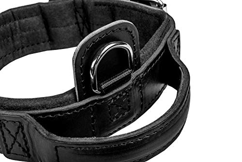 Dingo Gear Collar de Cuero para Perro Amortizado, Negro, con asa, Hecho a Mano Drago S04022