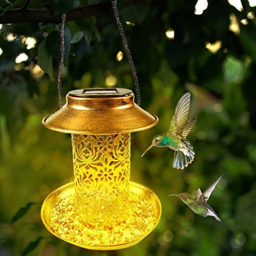 Diseño Creativo Alimentadores de aves de luz solar Metal Lámpara solar de hierro forjado Hueco al aire libre antiguo Cuelga de jardín Decoración de la decoración Regalos Casas de aves Comedero for Sem