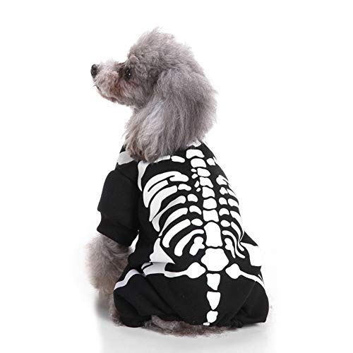 Disfraz de Esqueleto para Perro, Gato, Fiesta de Halloween, Esqueleto, Mascota, Perro, Gato, Mono, Disfraz de Cosplay, Disfraz, Gatito, Cachorro, Ropa para Mascotas pequeñas y Medianas (Negro, XL)