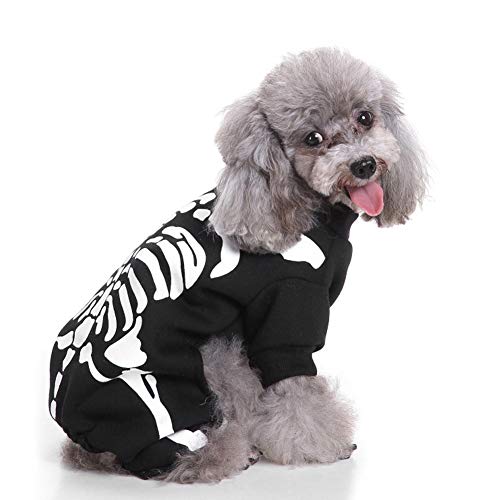 Disfraz de Esqueleto para Perro, Gato, Fiesta de Halloween, Esqueleto, Mascota, Perro, Gato, Mono, Disfraz de Cosplay, Disfraz, Gatito, Cachorro, Ropa para Mascotas pequeñas y Medianas (Negro, XL)