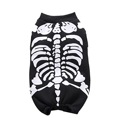 Disfraz de Esqueleto para Perro, Gato, Fiesta de Halloween, Esqueleto, Mascota, Perro, Gato, Mono, Disfraz de Cosplay, Disfraz, Gatito, Cachorro, Ropa para Mascotas pequeñas y Medianas (Negro, XL)