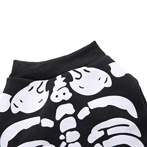 Disfraz de Esqueleto para Perro, Gato, Fiesta de Halloween, Esqueleto, Mascota, Perro, Gato, Mono, Disfraz de Cosplay, Disfraz, Gatito, Cachorro, Ropa para Mascotas pequeñas y Medianas (Negro, L)