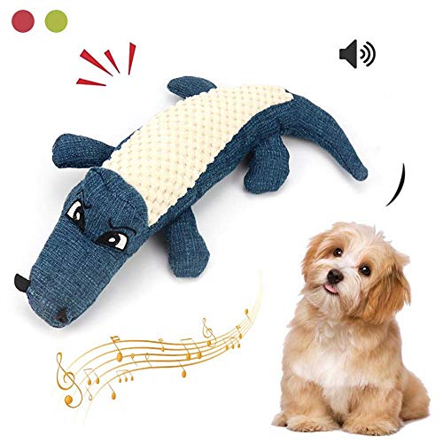 Disfraz de Hallloween Mascota Ropa para Perros Cachorro Molar Lindo en Forma de cocodrilo Volar Chirrido Mordisco Mordisco Juguete Divertido Disfraces Accesorios- Azul