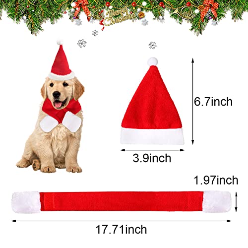 Disfraz de Navidad para Mascotas, 2 piezas de gorro de Navidad para mascotas y bufanda de Navidad, Sombrero Bufanda de Santa Navidad de Gato Perro, accesorios de disfraz de Papá Noel