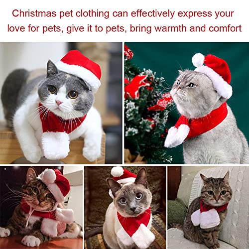 Disfraz de Navidad para Mascotas, 2 piezas de gorro de Navidad para mascotas y bufanda de Navidad, Sombrero Bufanda de Santa Navidad de Gato Perro, accesorios de disfraz de Papá Noel