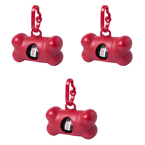 Dispensador de bolsas recoge cacas perro, dispensador con forma de hueso de bolsitas colectoras de excremento de perros y mascotas, 15 Bolsas Biodegradables (Blanco)