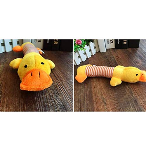 DIVISTAR Mascotas Perros de Peluche Juguete Chew Squeaky, Forma de Pato Lindo Perro Pequeño Caza Traer Juguetes de Entrenamiento para Cachorros Pequeños