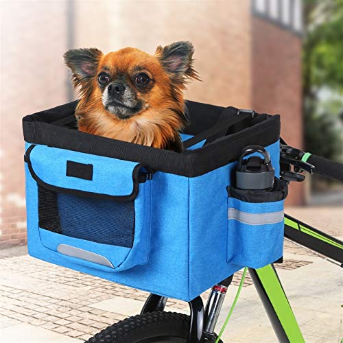 DIYHM El gato del perro de 10 kg de carga plegable de tela Oxford Bicicleta cesta de la bicicleta del manillar del frente del cuadro de animal doméstico del perro for bicicletas debe Accesorios Bicicl