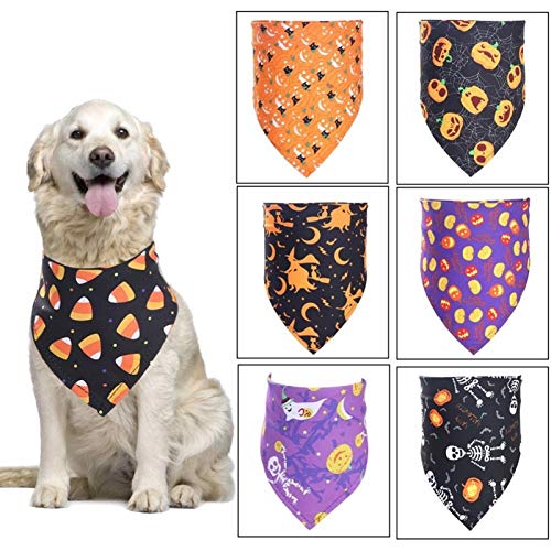 DIYHM Halloween Pet Dog Bandanas Pumpkin Brujas Patrón Patrón Perrito Cat Neckerchief Bibs Bood Tie Pet Towel Scarf Accesorios Bufanda (Color : 03)