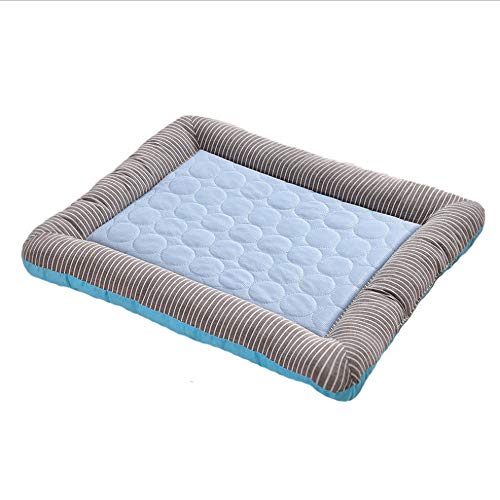 DjfLight Verano Guay Cama para Perros y Gatos de Seda la Perrera Hielo, Funda Lavable Sleeping Cozy Nest, canastillo pequeños Blandos Caseta Primera Calidad,Blue-L