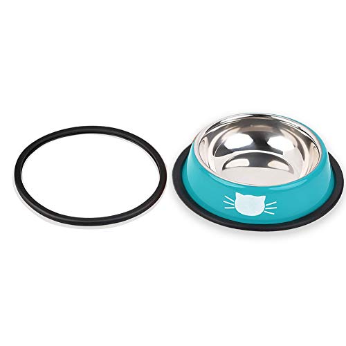 DMSL Cuenco para Gato Antideslizante, 2 Piezas Comederos Gatos Elevados Tazón de Gato de Acero Inoxidable para Agua Comida, Comederos y Bebederos para Perros Gatos Cachorros Conejos Mascotas