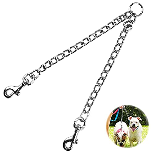 Doble para perros Cadena de entrenamiento Correa para perros de doble metal para perros de peso medio, perros grandes, perros extra grandes y perros activos, gatos, otras mascotas, coche para mascotas