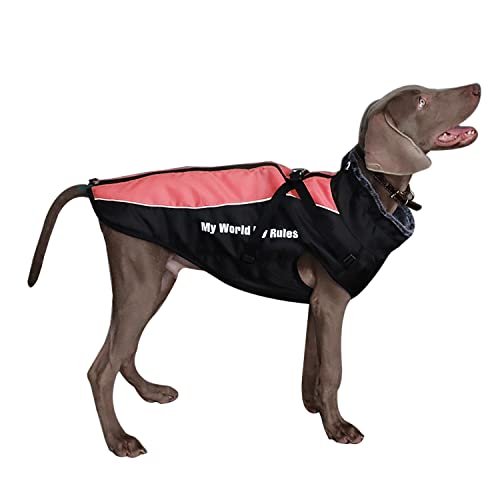 Dociote Abrigo para Perro con Arnes - Reflectante de Invierno Chaqueta Ropa con Forro Polar para Perros medianos y Grandes Rojo 5XL