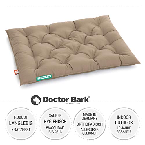 Doctor Bark Cojín para perros Urban – Cama ortopédica para perros – Lavable hasta 95 °C – Robusto para interior – Colchón para perros – Fabricado en Alemania (L – 80 x 60 cm, marrón dorado)