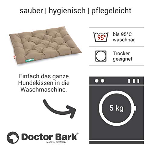 Doctor Bark Cojín para perros Urban – Cama ortopédica para perros – Lavable hasta 95 °C – Robusto para interior – Colchón para perros – Fabricado en Alemania (L – 80 x 60 cm, marrón dorado)