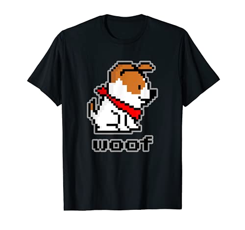 Dog 8-Bit Graphic Woof For Dog Lovers Moms Dads Siblings Camiseta